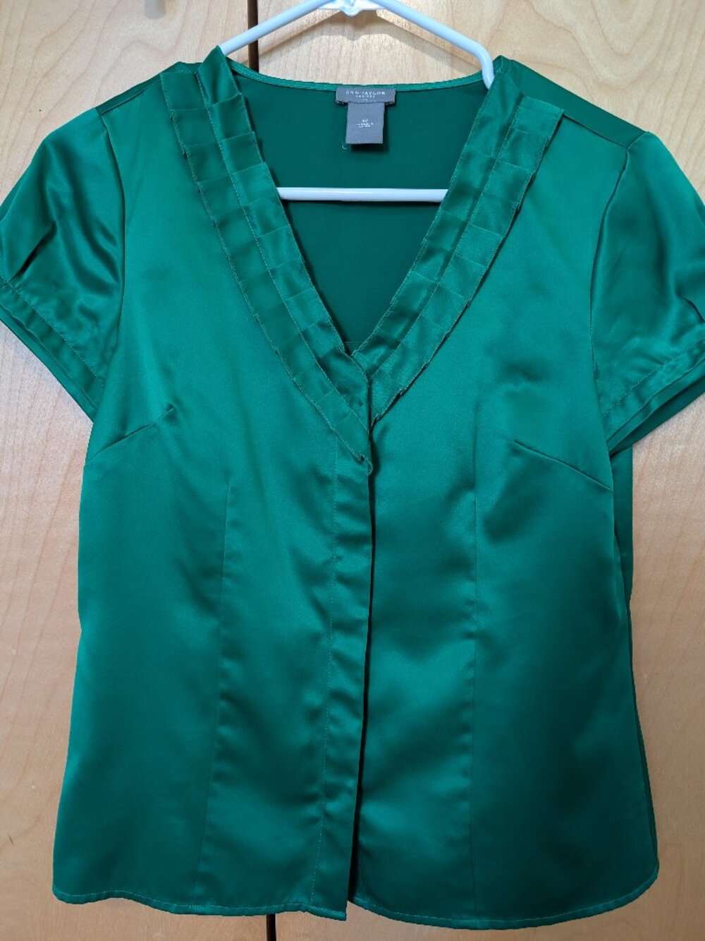 Ann Taylor Dressy Green Short Sleeve Blouse